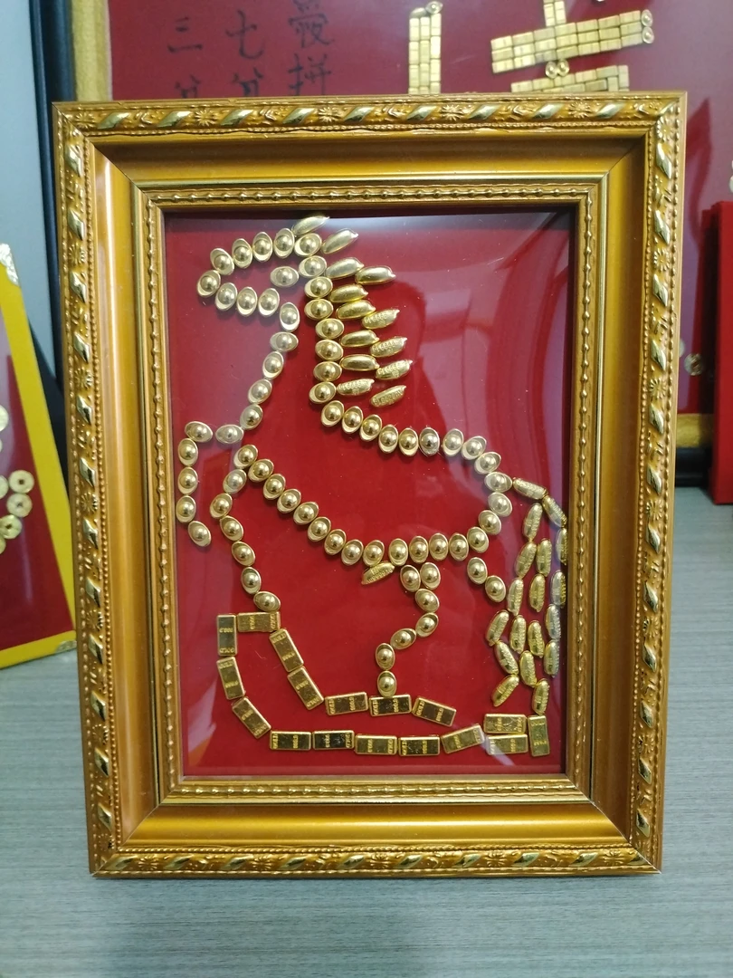 桌面摆件相框轻奢复古绒布家具个人挂画制作手工高档财神精致精美