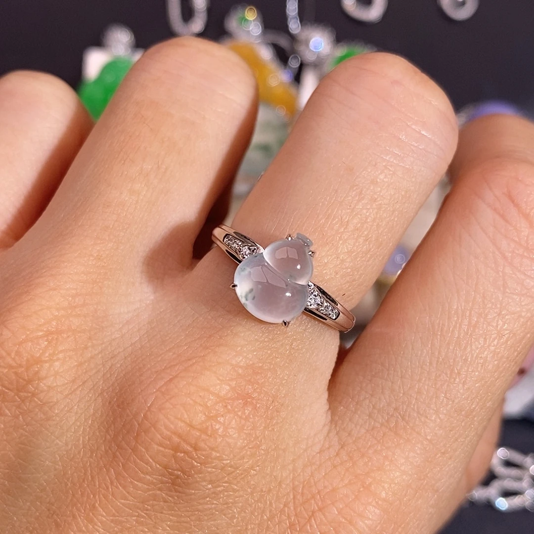 十***一翡翠18K金镶嵌戒指戒指