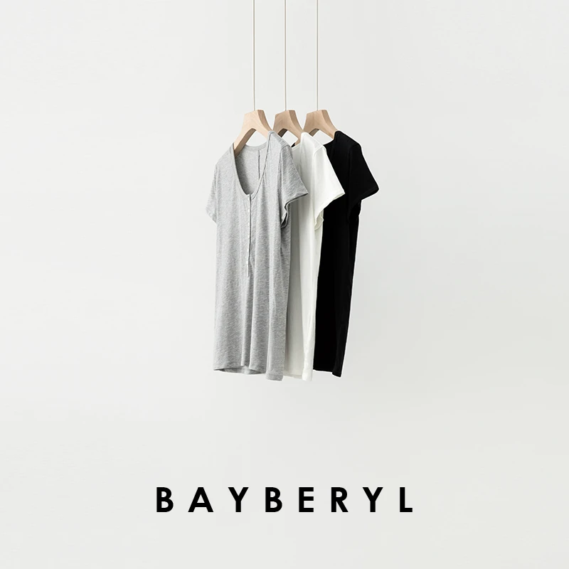 BAYBERYL老贝灵地思*亨利领柔肤百搭透气25夏短袖T恤NT5G0321-8/3