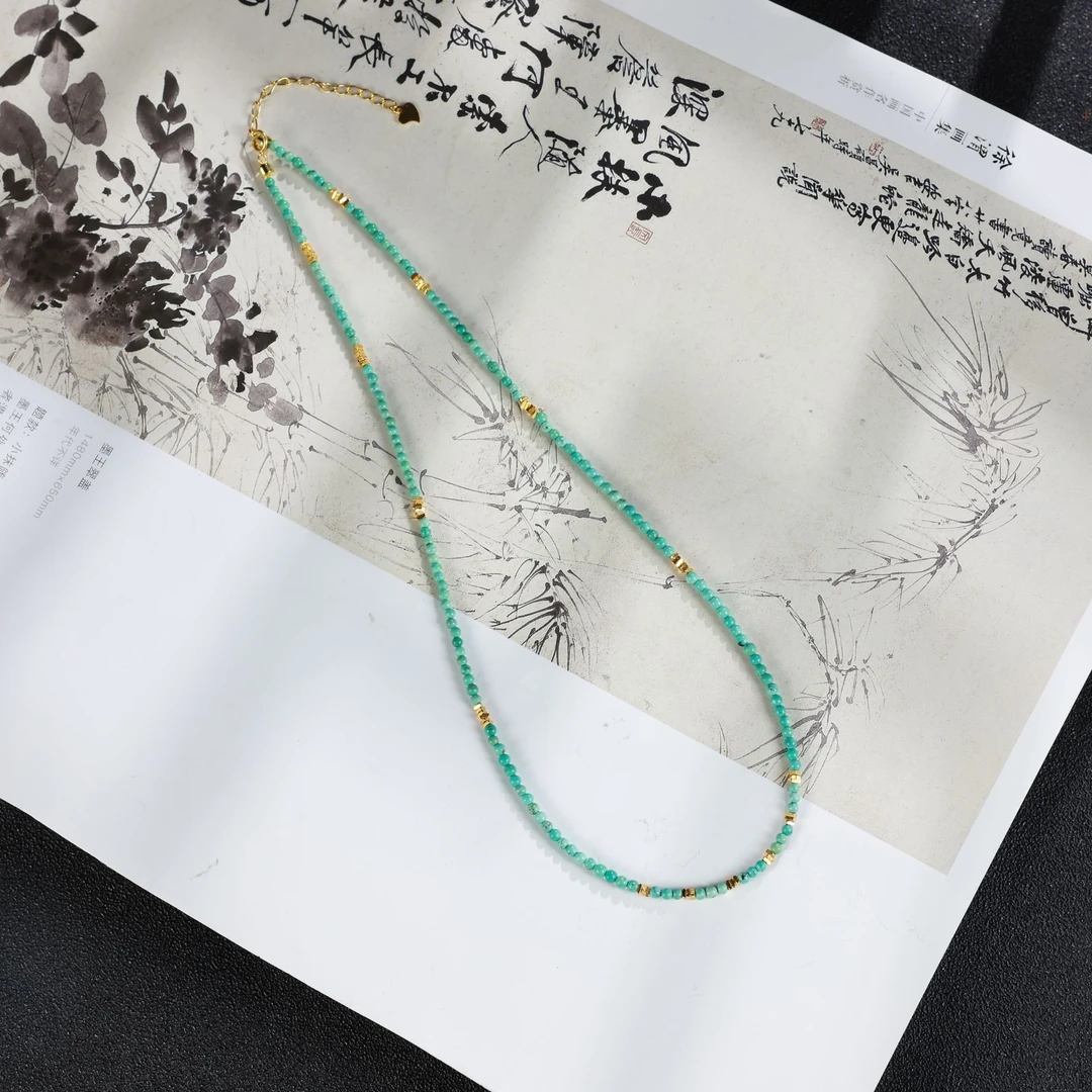 【碧络】心如珠宝 原矿绿松石随型项链 LX1624