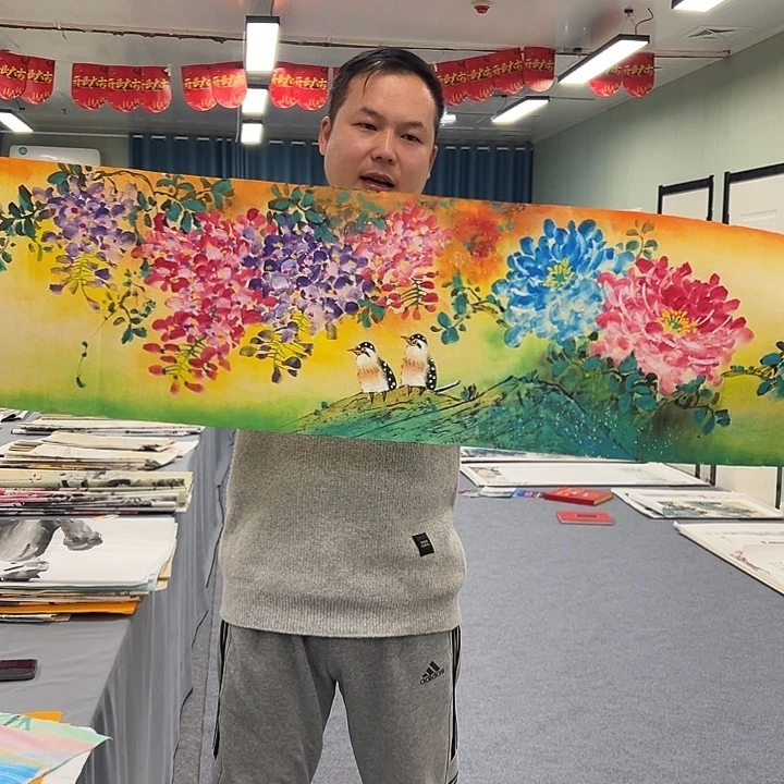 国画我们一起努力奋斗加油