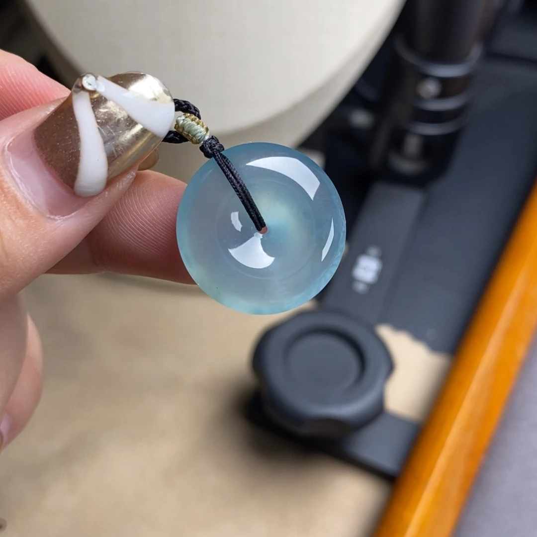 颈饰未镶嵌翡翠高冰星空蓝纯净细腻深邃平安扣