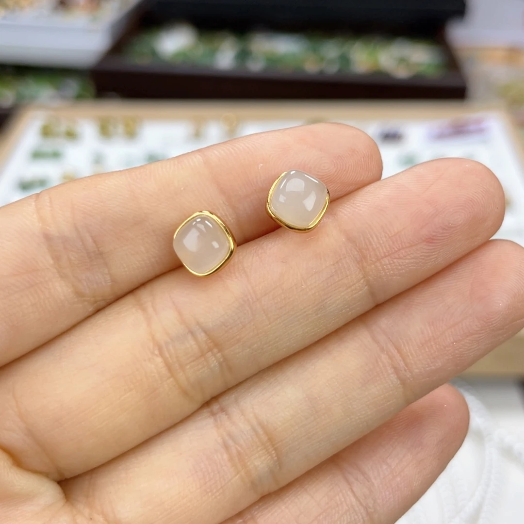 银S925镶嵌和田玉耳饰卡7