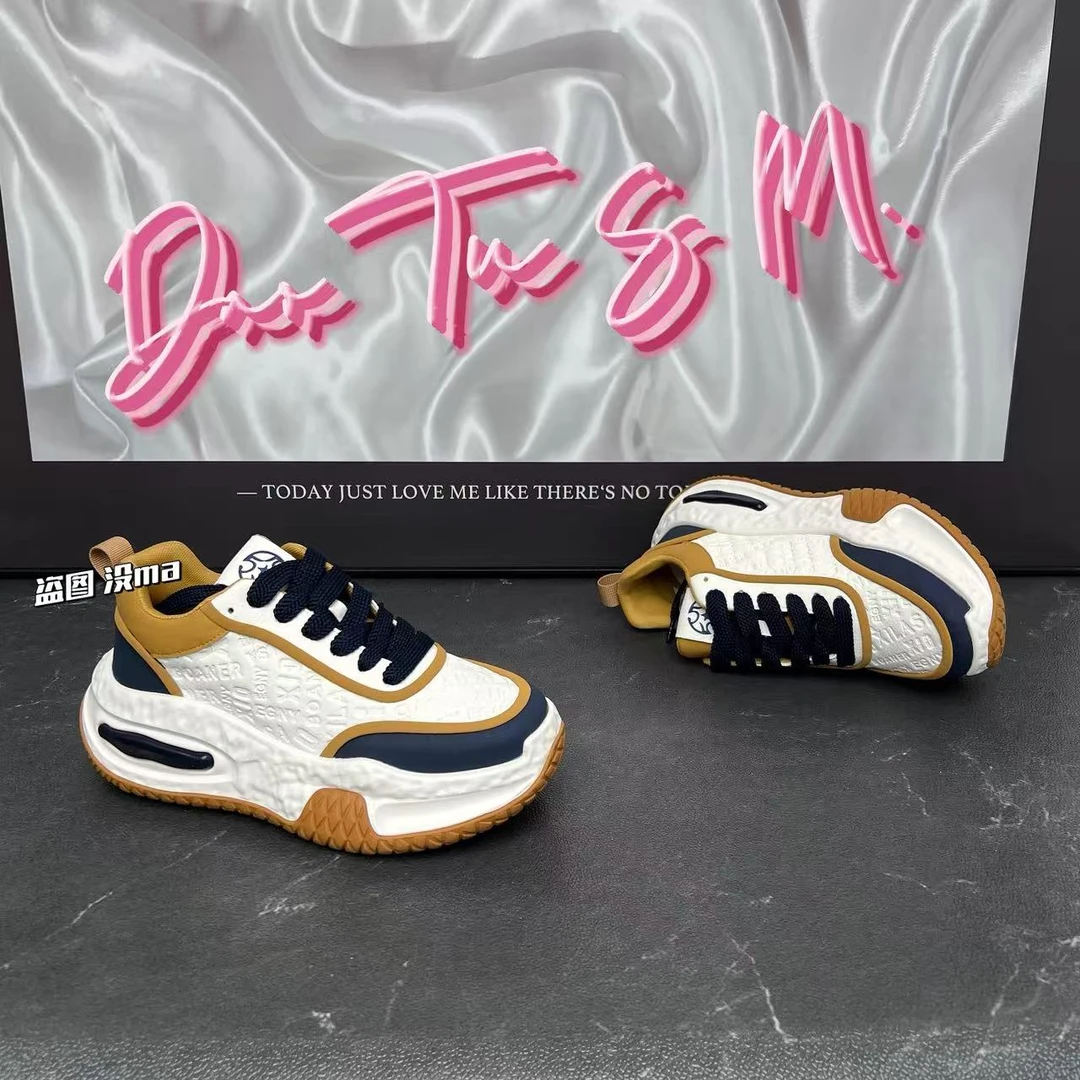 2025年新品百搭增高厚底潮流舒适时尚拼色气垫底个性早秋老爹鞋