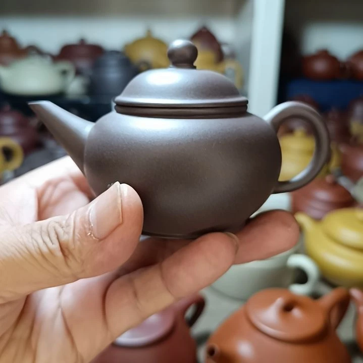 紫砂茶盘原矿天青水平内推150cc半手工