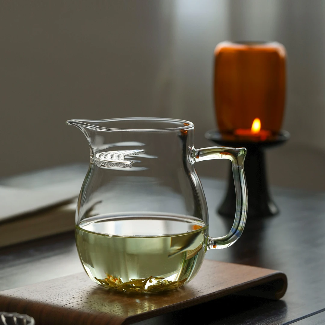 祥禾茶事｜大容量加厚玻璃茶杯家春大月牙玻璃带过滤公道杯分茶器