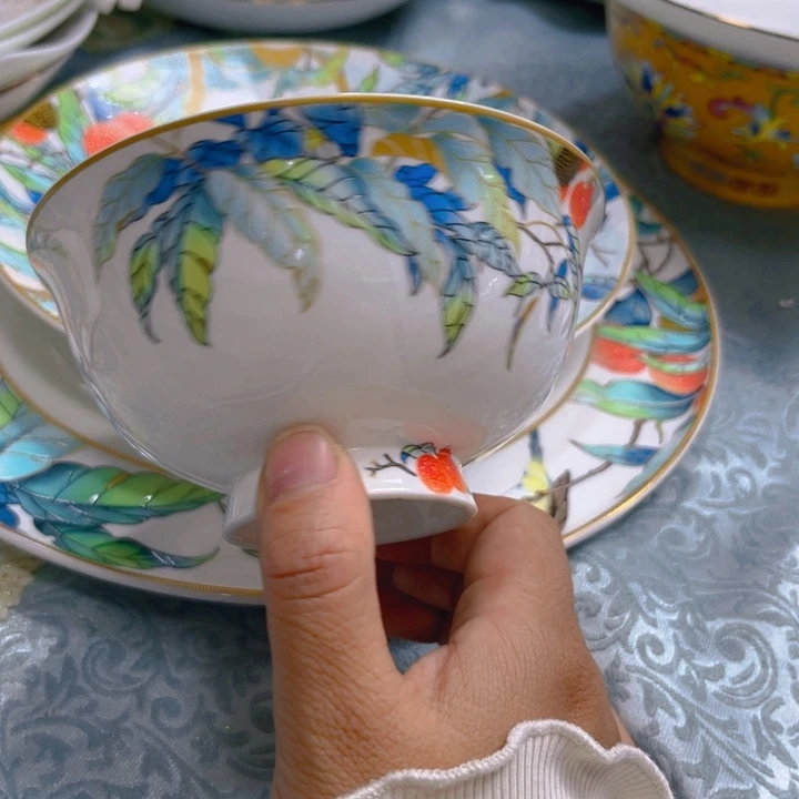 瓷片荔枝高脚腕六个4.5