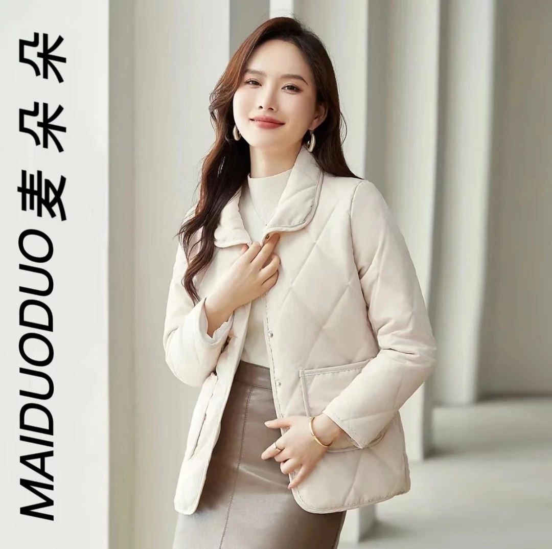 2025新款翻领休闲百搭女士棉服加厚