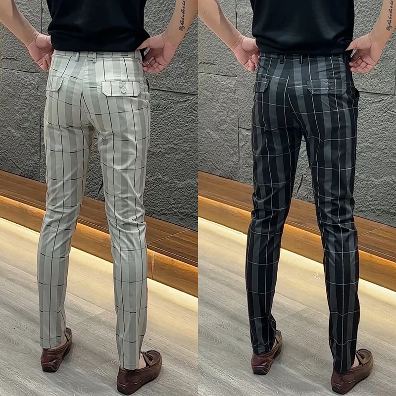 春秋轻奢商务男士直筒小西裤简约修身条纹长裤男高品质欧货休闲裤