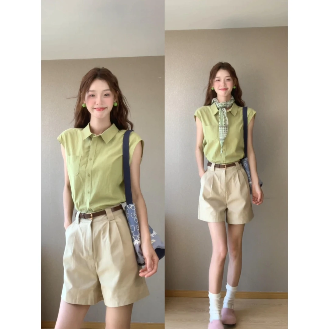 MARIE.COCO夏季新款设计感宽松显瘦无袖上衣休闲高腰阔腿裤两件套