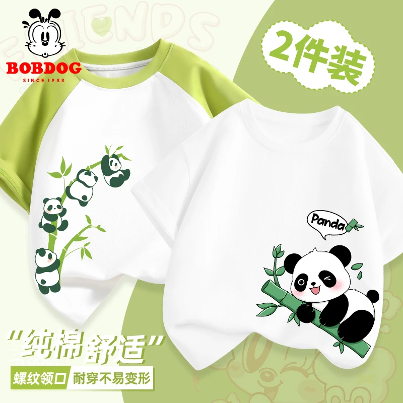 巴布豆女童短袖t恤2025新款儿童纯棉宽松夏装女孩夏季打底衫上衣