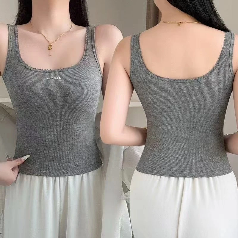 夏季美背带胸垫修身显瘦内搭打底上衣外穿一体通勤女士百搭