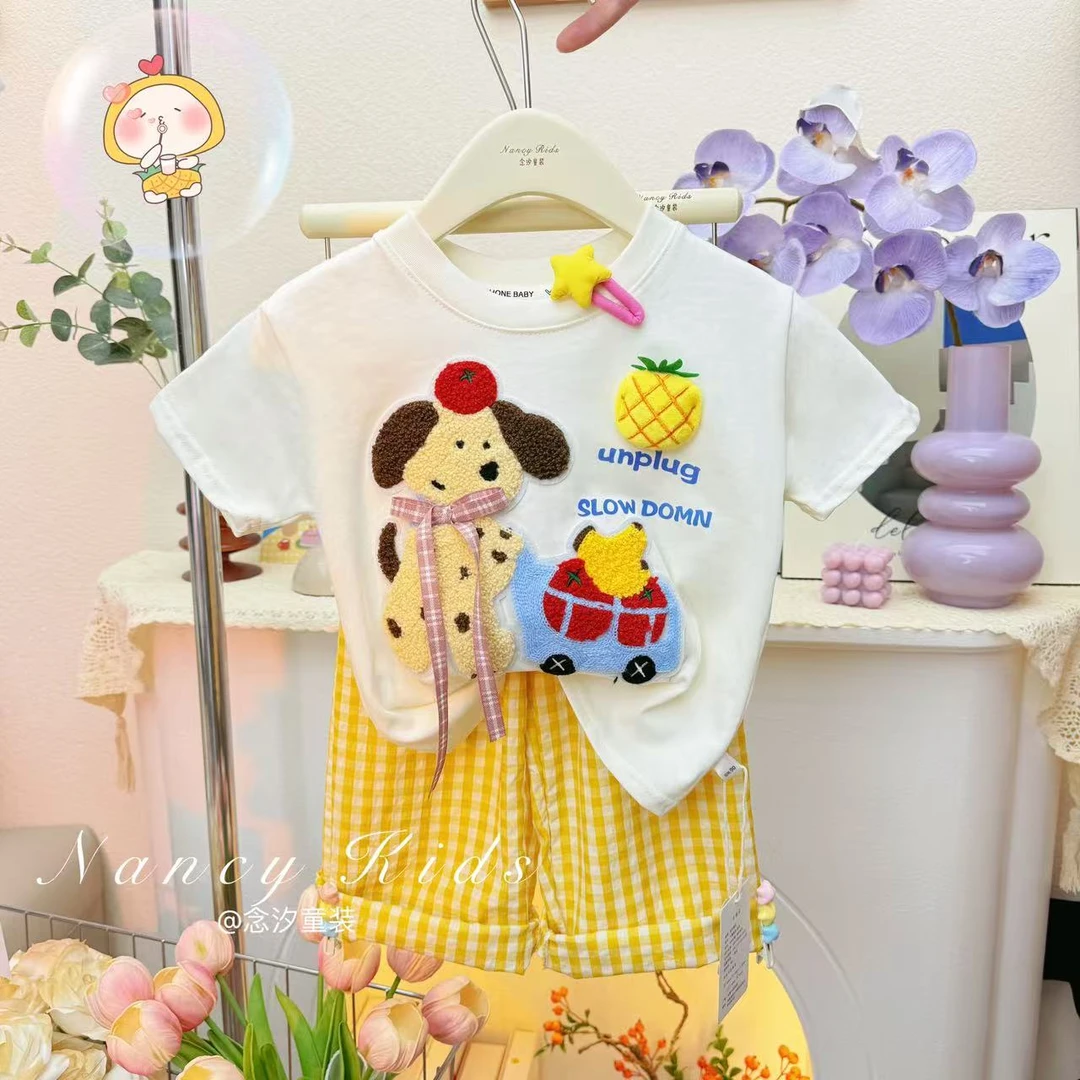 【水果小狗】亲子装女童洋气时尚T恤百搭休闲夏季圆领短袖套装