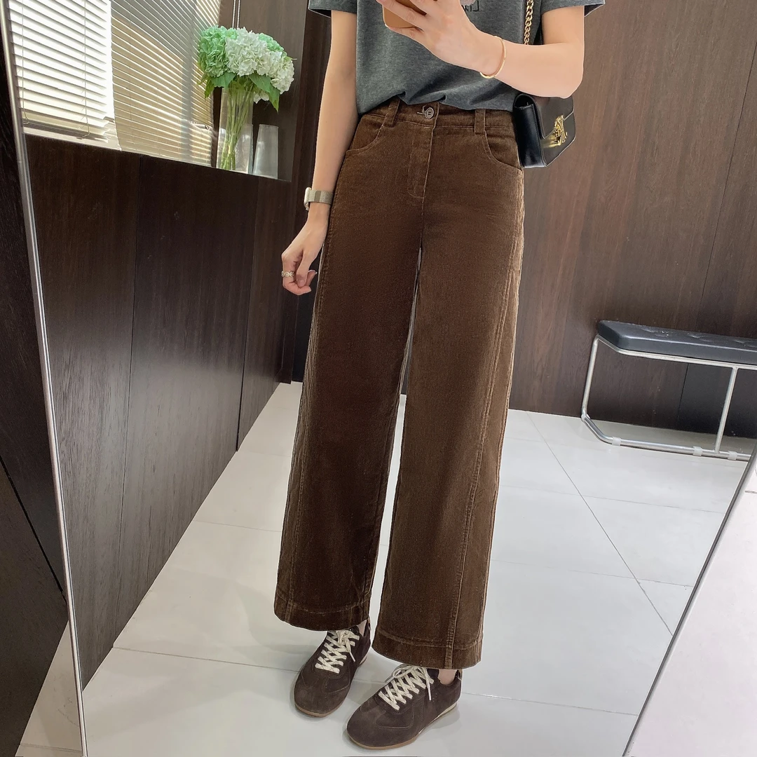 IMFLY金小金自制女装 休闲裤DYK2838秋冬灯芯绒直筒休闲九分裤