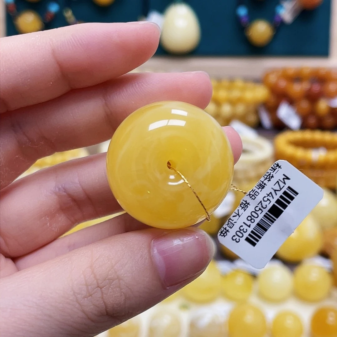 蜜蜡未镶嵌珠宝奇石28mm妖花扣子 瑕