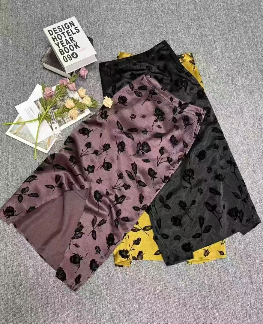 复古国风2025新款高级感新中式提花开叉包臀半身裙