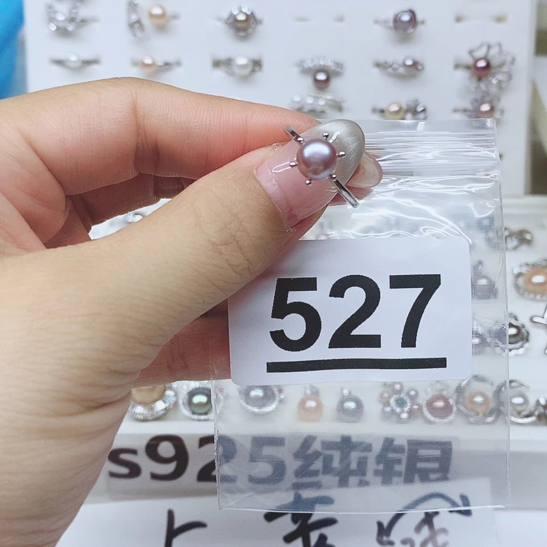 戒指银S925镶嵌淡水珍珠Z****°527