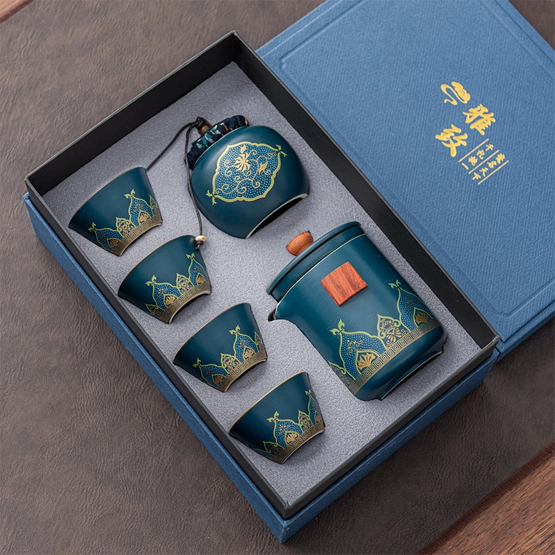 生日礼物送男生朋友陶瓷快客杯一壶三杯高档旅行茶具套装高端礼品