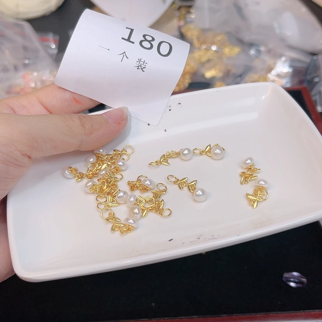 淡水珍珠珠宝奇石银S925镀金镶嵌180