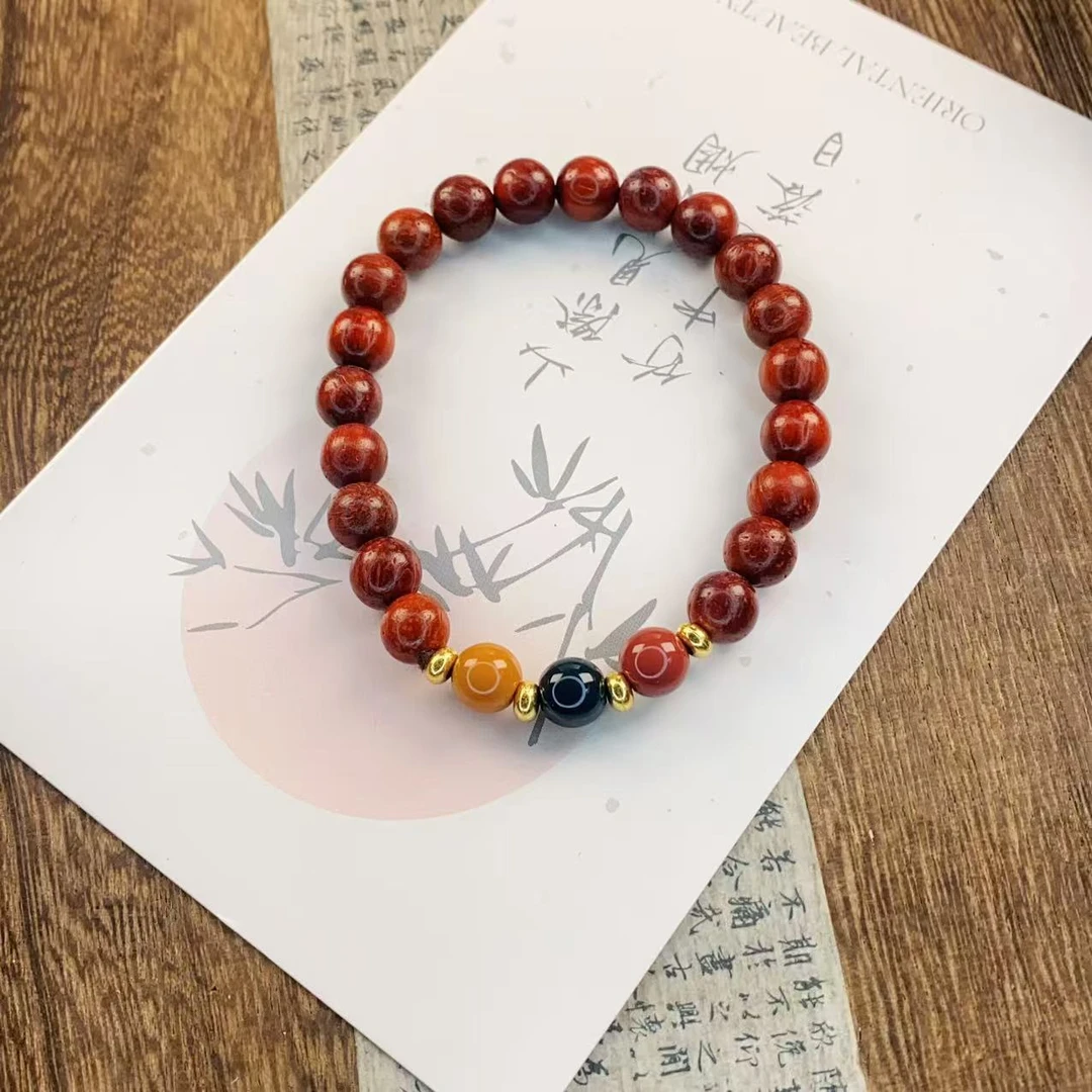 【阳光福利】 8*8缅甸红花梨三色（无礼盒）手串 SPY-0244