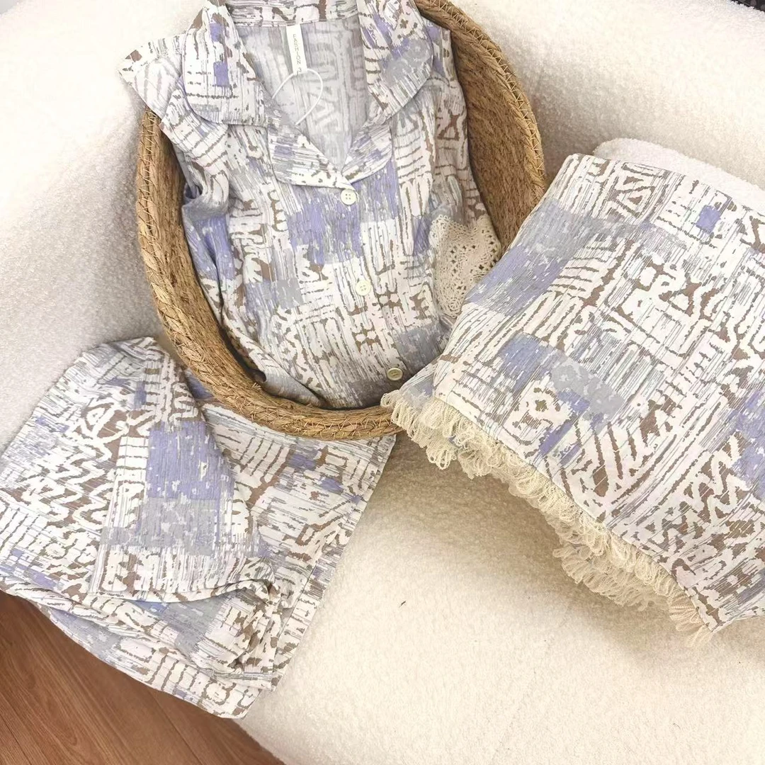 慵懒小姐|三件套|加大加宽胖mm家居服大码230斤可外出穿睡衣套装