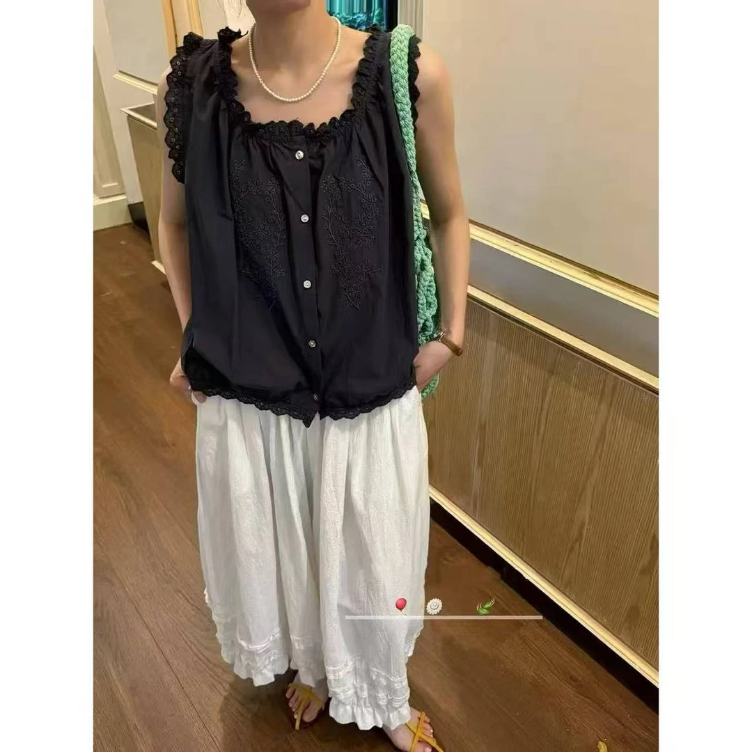 【TOMATO】夏季新款韩系刺绣背心/松紧腰花苞裤#719/672