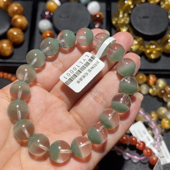 水晶手链未镶嵌佟*烧绿幽灵11mm左右