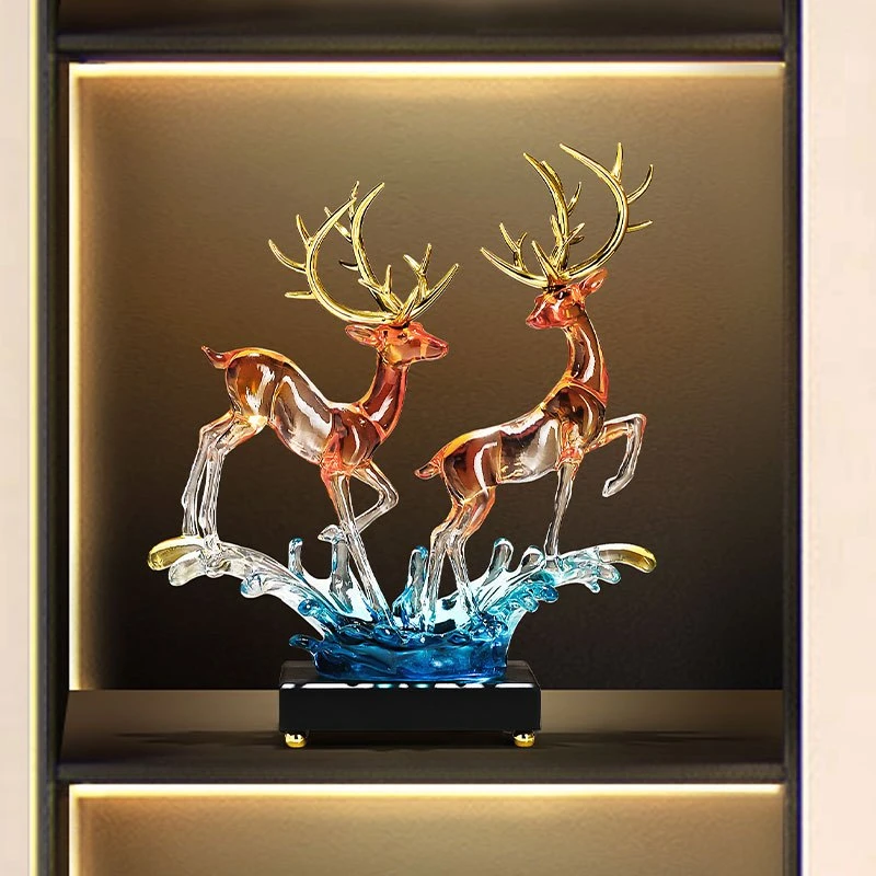 创意家居鹿摆件一对轻奢现代客厅玄关客厅酒柜电视柜办公室装饰品