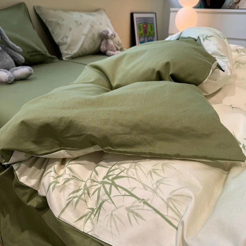 洛洛山河中式简约&亲肤透气素雅竹子纯棉全棉2025新款床上四件套