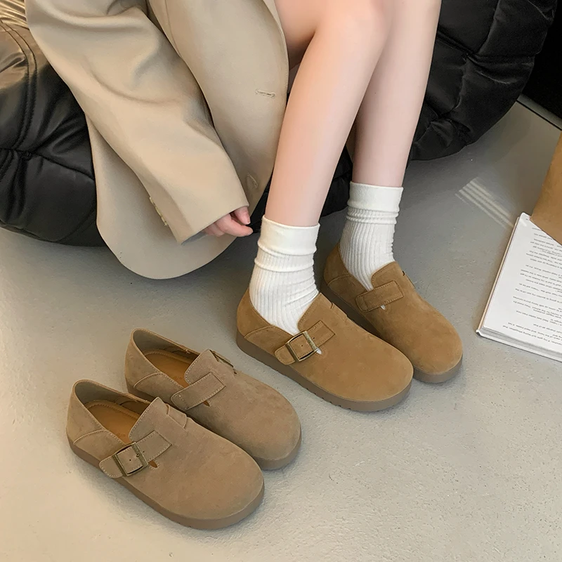 勃肯鞋女2025春秋新款复古一脚蹬外穿懒人全包厚底单鞋钓鱼博肯鞋