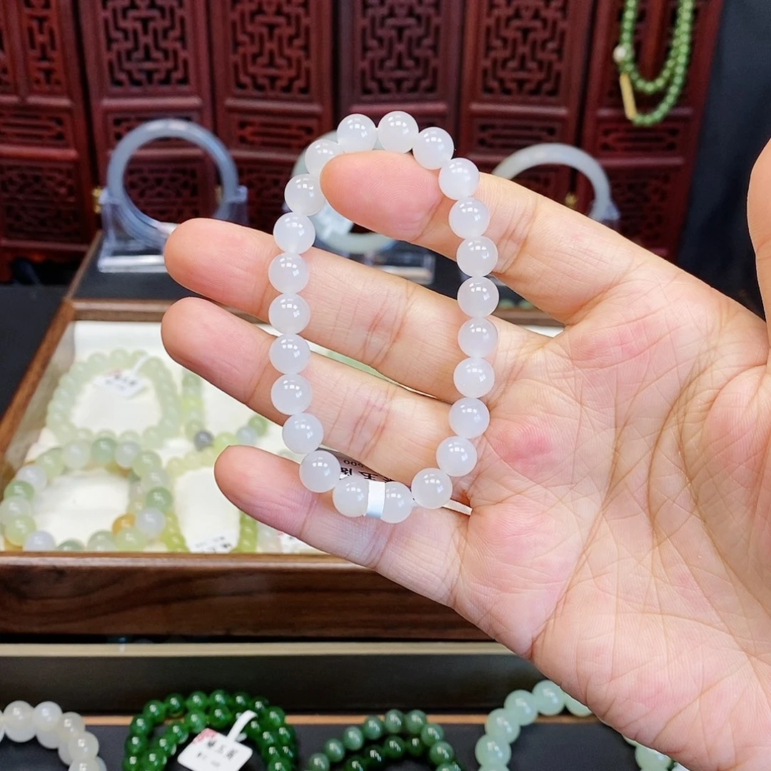 和田玉手串未镶嵌白玉8