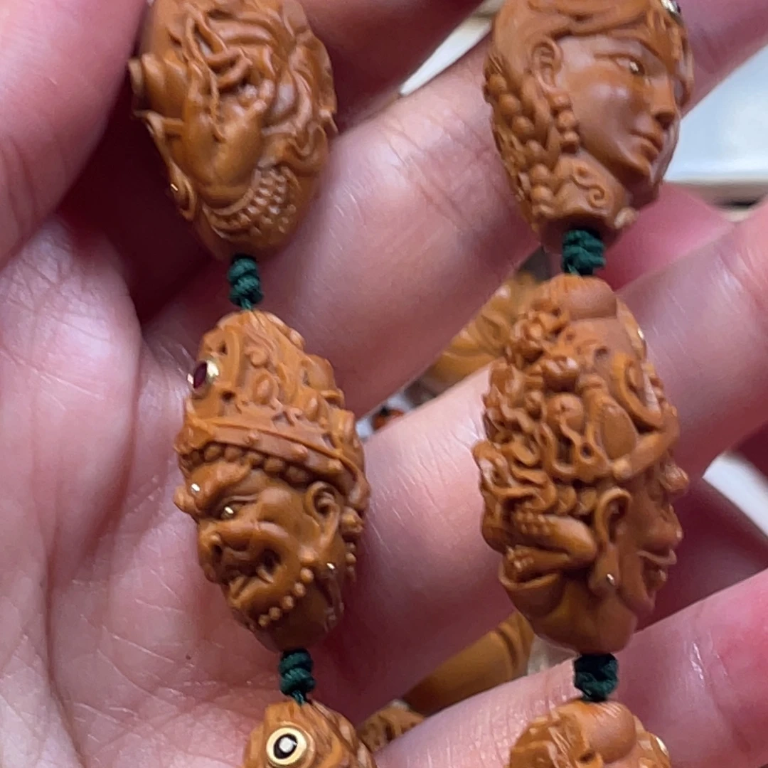 吊坠橄榄核八宝五色财神橄榄核