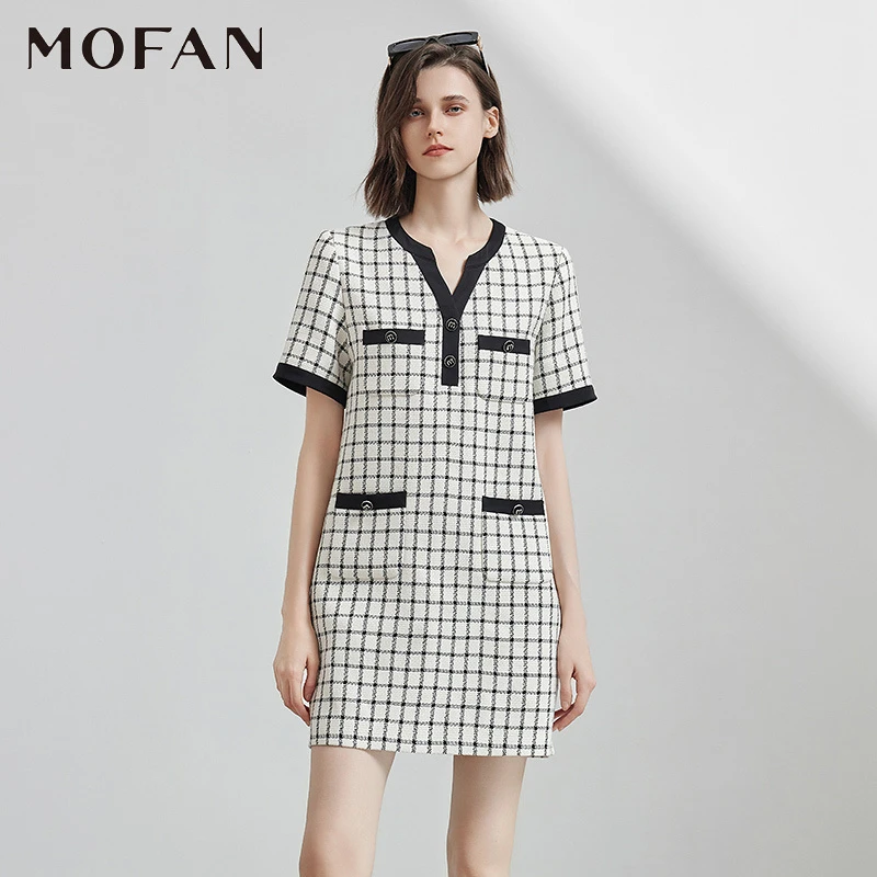 【籽言专属】MOFAN摩凡夏新款红格纹连衣裙MBL452215