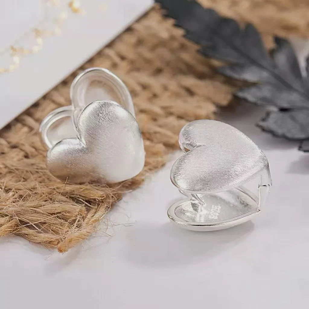 925银耳饰 韩版爆款磨砂拉丝爱心耳扣耳环百搭经典ins风3101