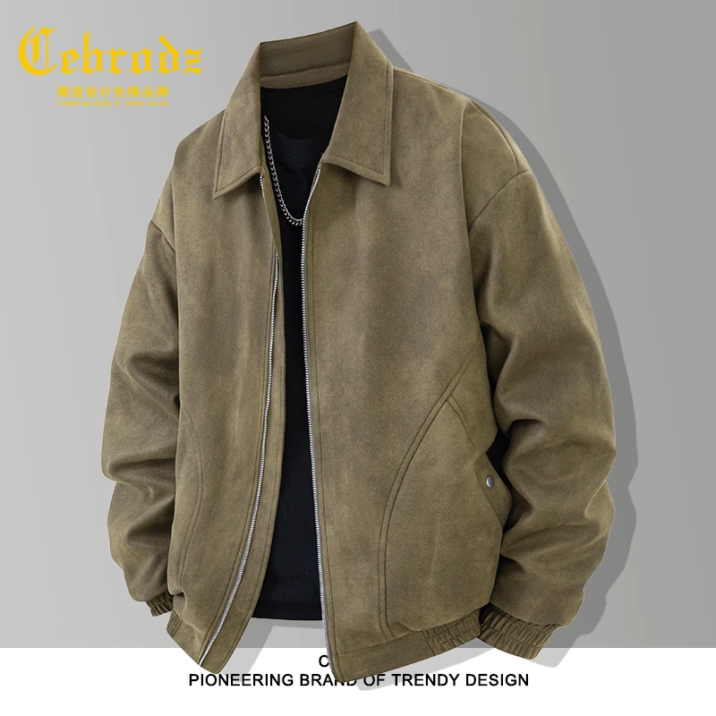 法国Cebrodz美式夹克男士秋冬宽松挺括百搭防风耐磨翻领休闲外套