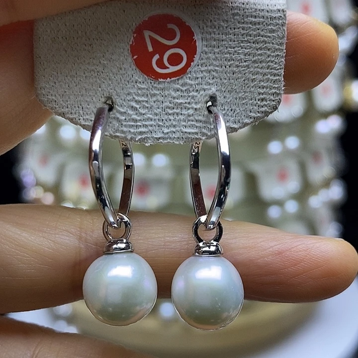 淡水珍珠耳饰银S925镶嵌