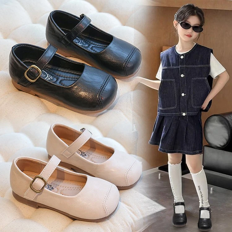 女童皮鞋2025复古春季新款儿童公主洋气春秋豆豆宝宝软底单鞋