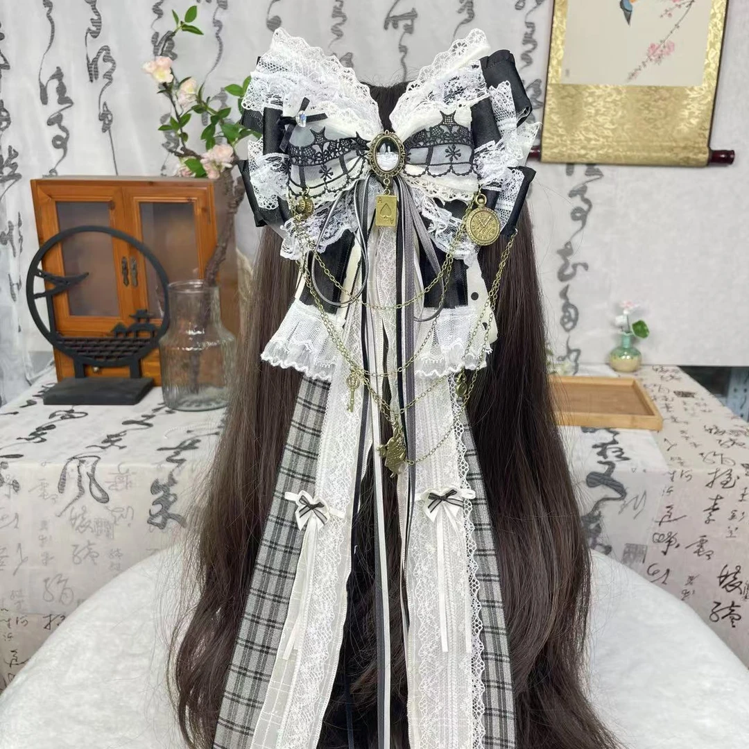 【黑桃爱丽丝】复古百搭蝴蝶结发夹新中式弹簧夹纯手工发饰