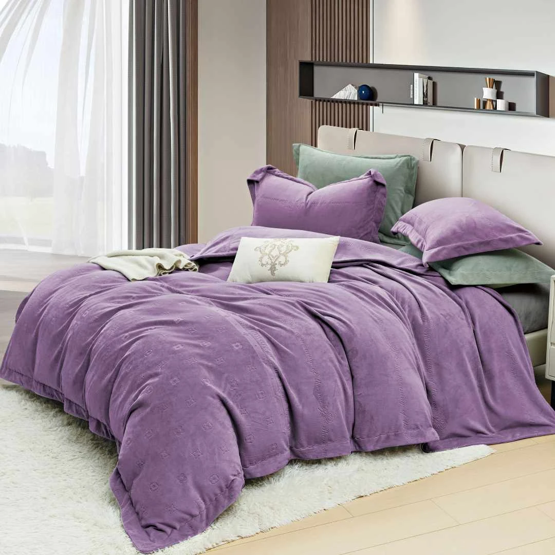 轻奢高级感颜值床上用品直播床单四件套五代牛奶绒双面绒2025紫色