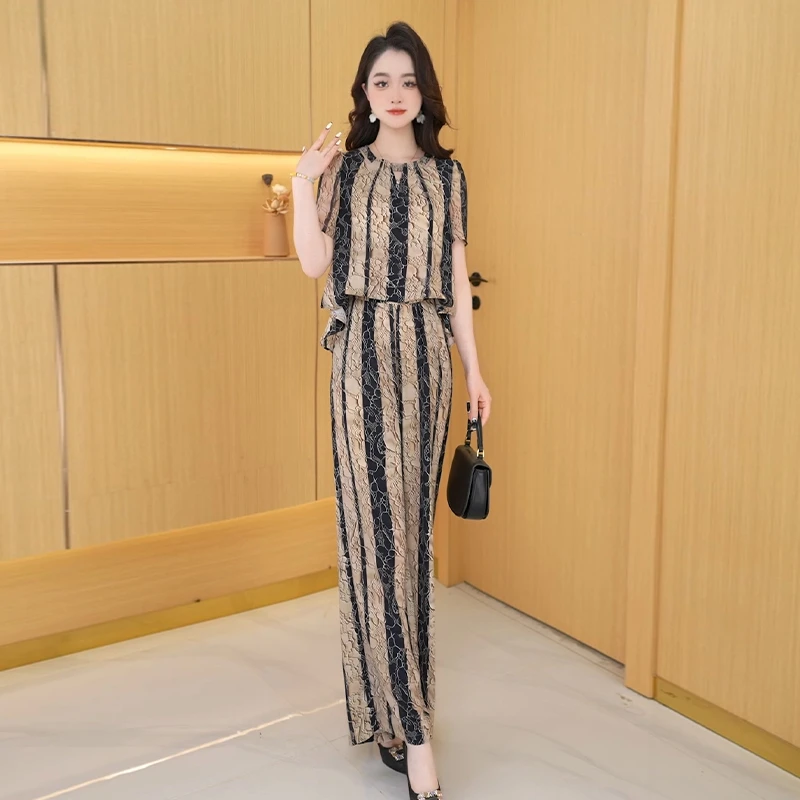 【两件套】夏季新款时尚修身气质高贵洋气收腰显瘦减龄韩版两件套裤