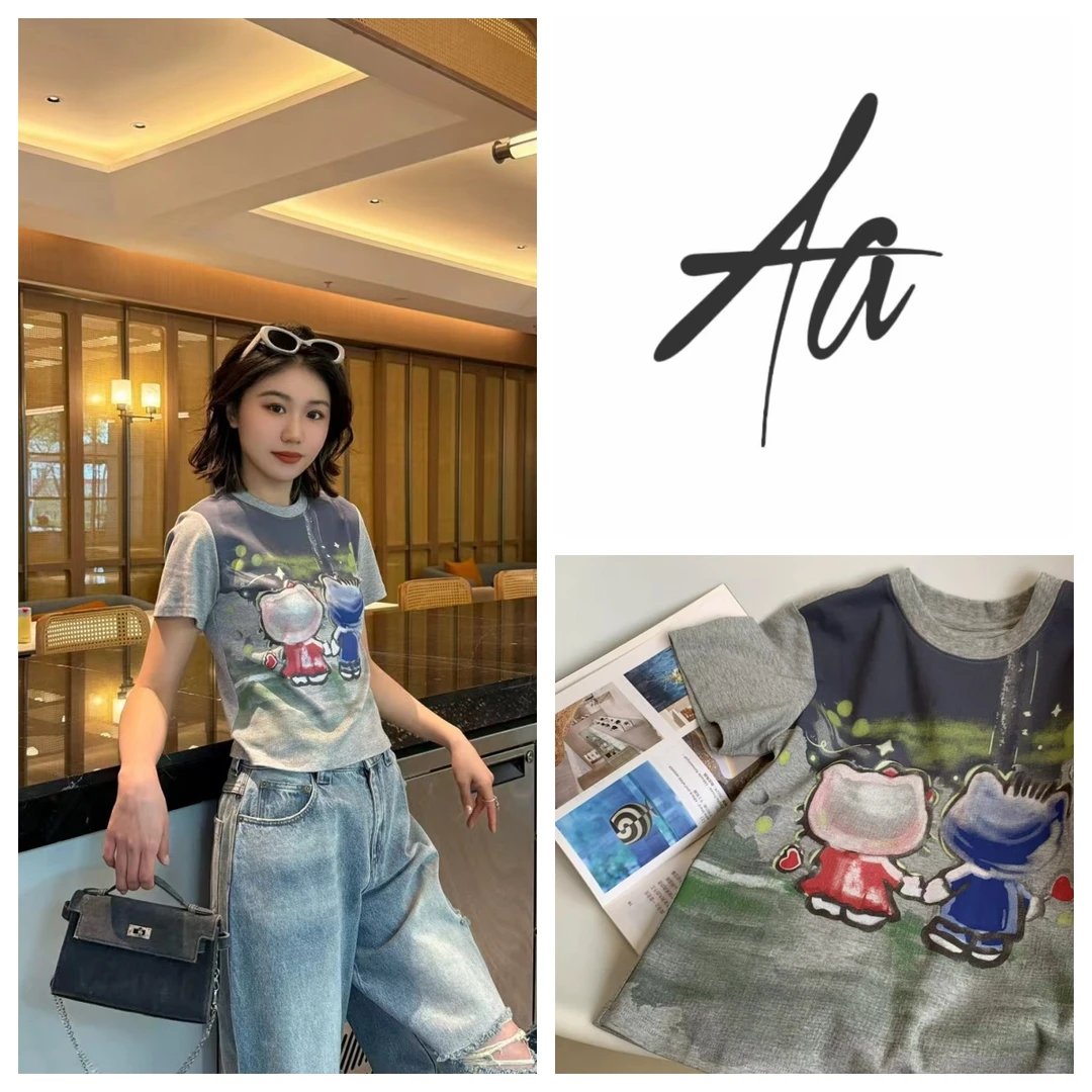 深圳南油XTY小众设计新款时尚休闲百搭显瘦短袖T恤洋气衣服女