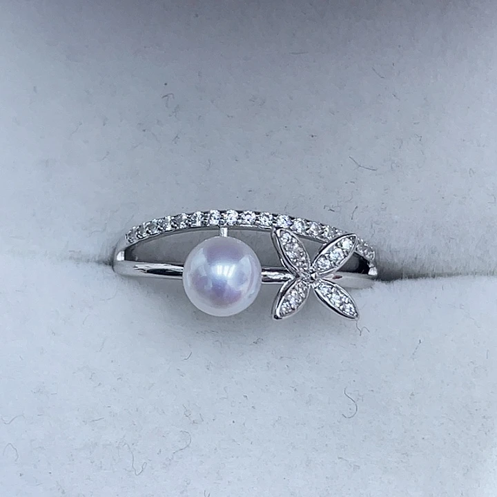 淡水珍珠戒指银S925镶嵌夏**风