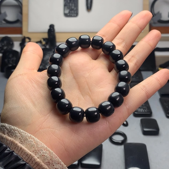 和田玉（墨玉）未镶嵌手串特价12mm
