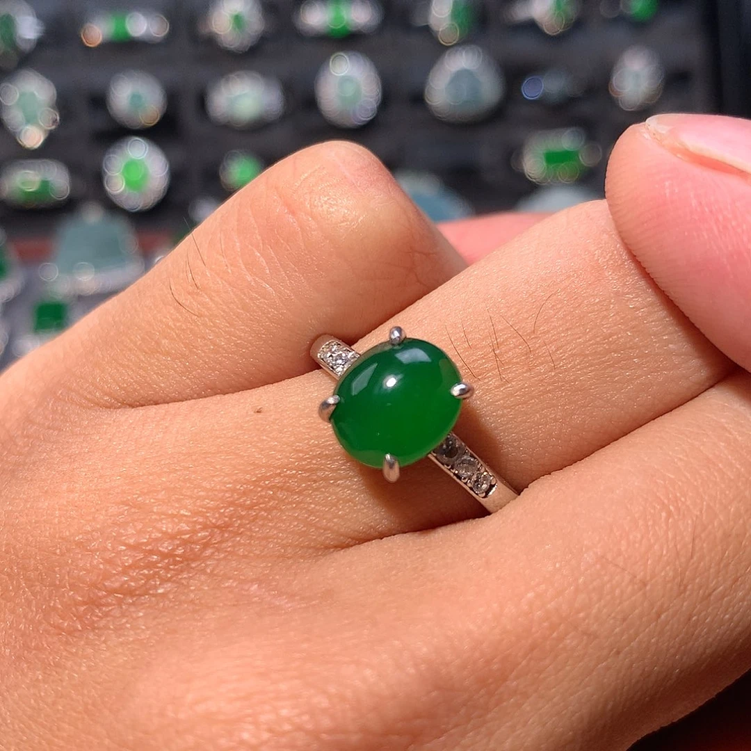 翡翠银S925镶嵌戒指