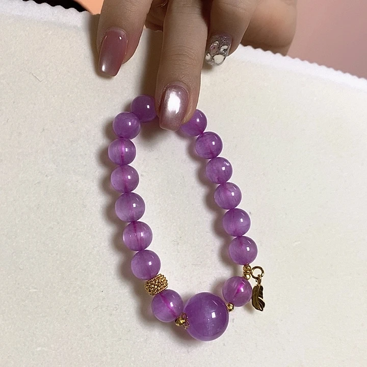 紫锂辉高冰收藏级顶配手串10+未镶嵌锂辉石