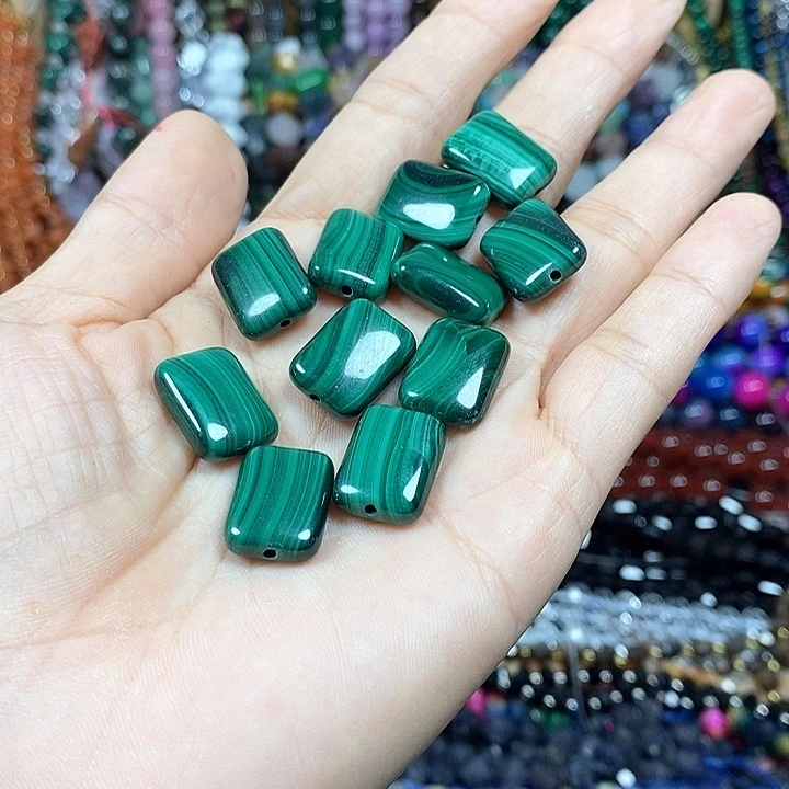 玛瑙/玉髓未镶嵌珠宝半成品天然孔雀石无事牌卡12*16mm（2颗）