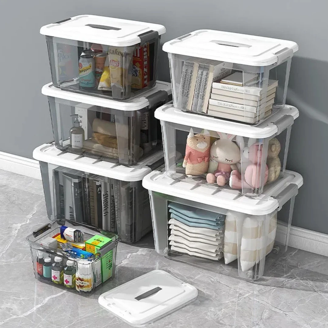 置物架透明密码可移动1个收纳箱衣柜时髦小姨风