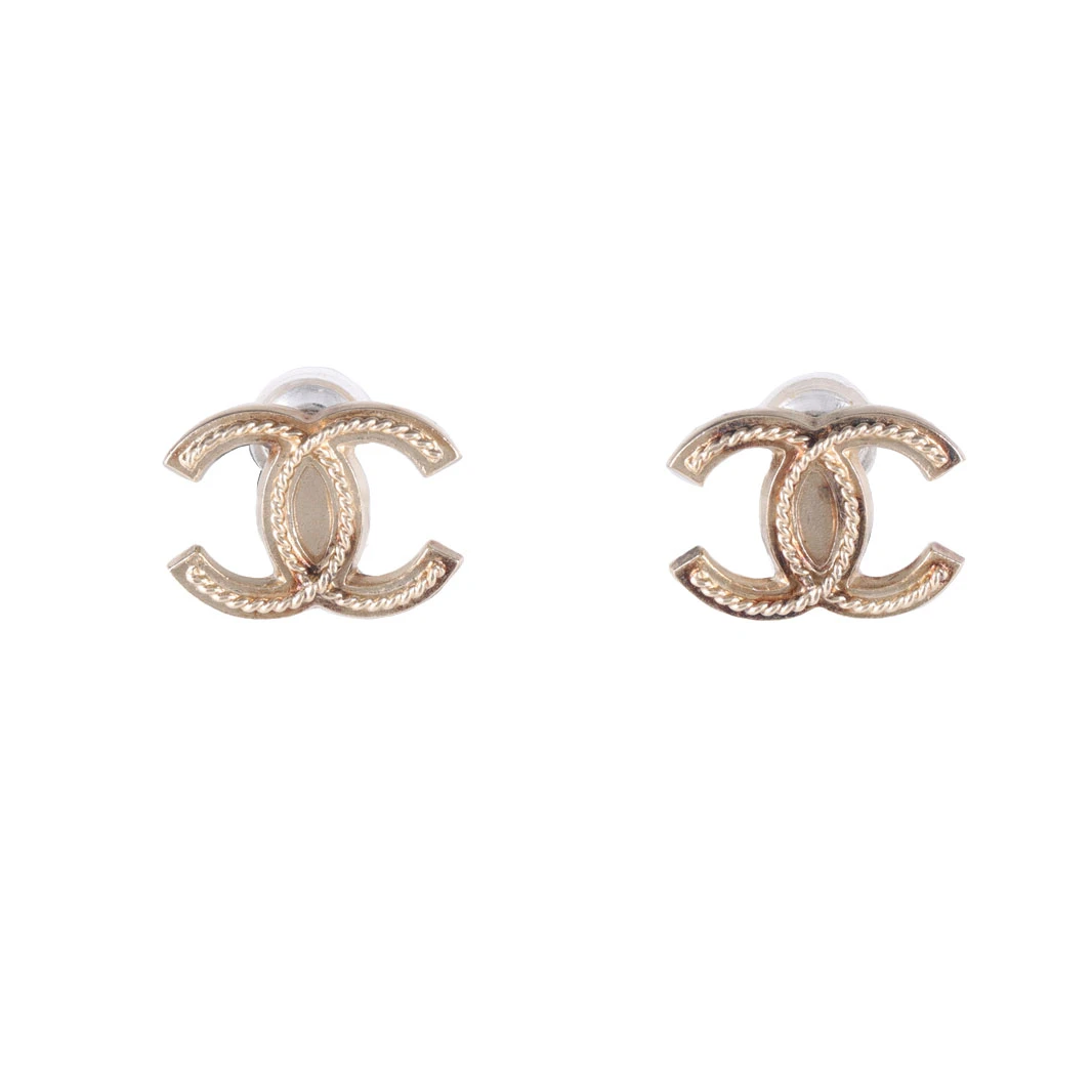 99新 Chanel/香奈儿 花花 合金 耳环 金色双C