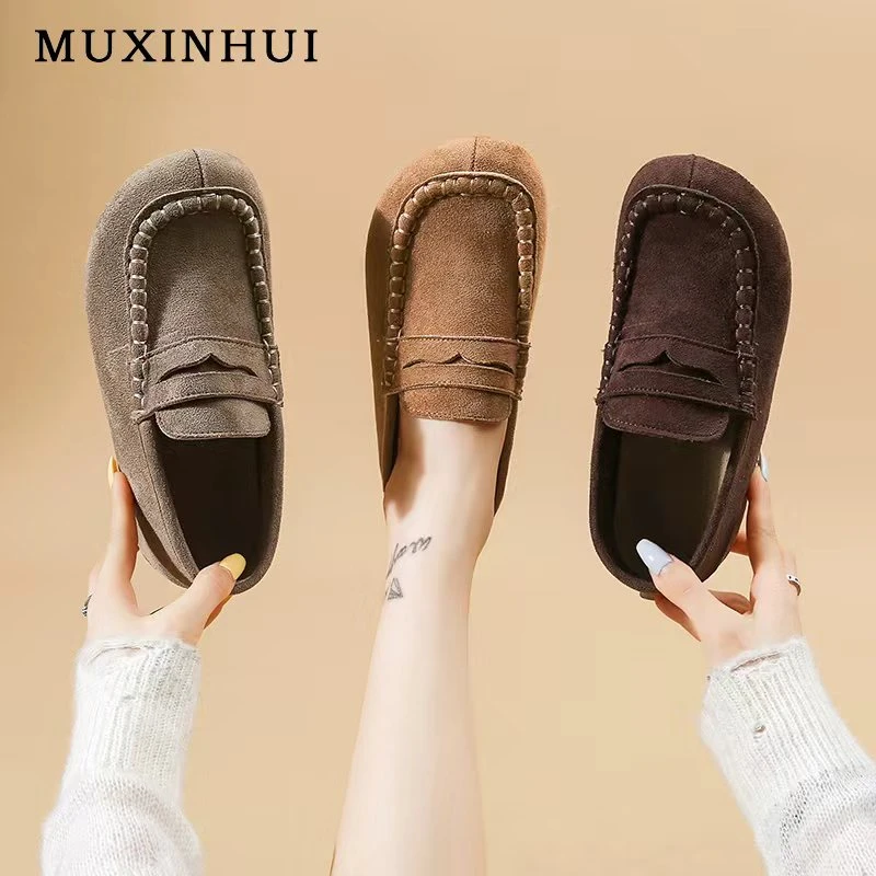 【品牌】复古休闲穆勒鞋女百搭通勤3cm平底防滑勃肯鞋乐福鞋853-1