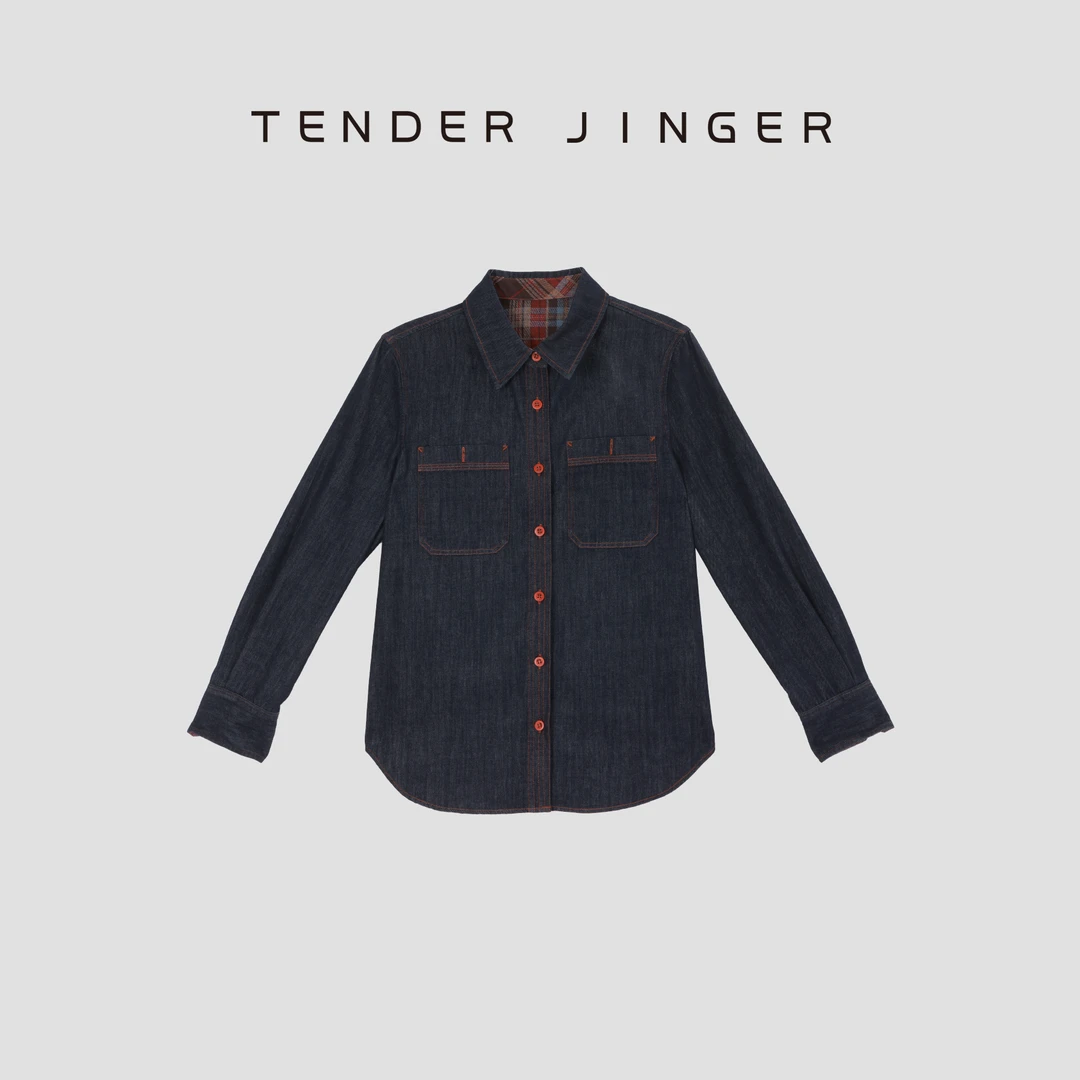 Tender Jinger复古休闲翻领牛仔衬衣T53LLY41292